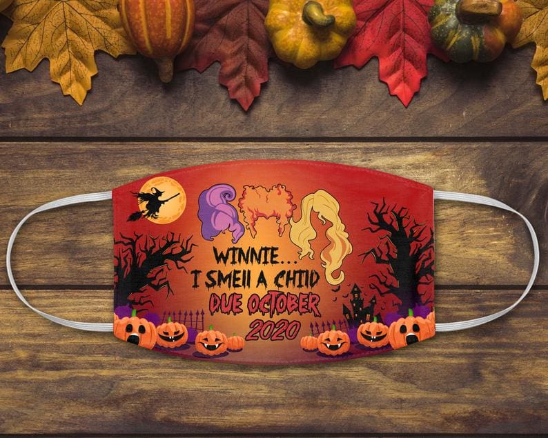Winnie I Smell A Child Hocus Pocus Mom To Be Expecting Sanderson Sisters Pregnancys October 2020 Halloween Face Mask
