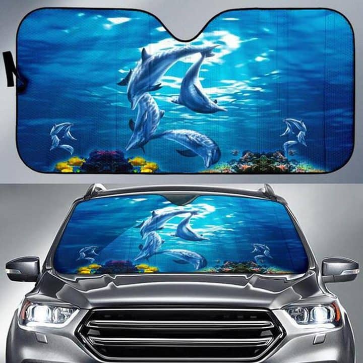 With Dolphin Print A Unique Gift For Dolphin Lovers No 335 Auto Sun Shade