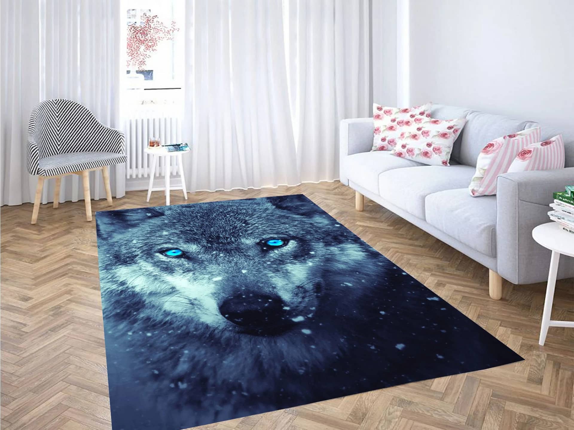 Wolf On A Cold Carpet Rug