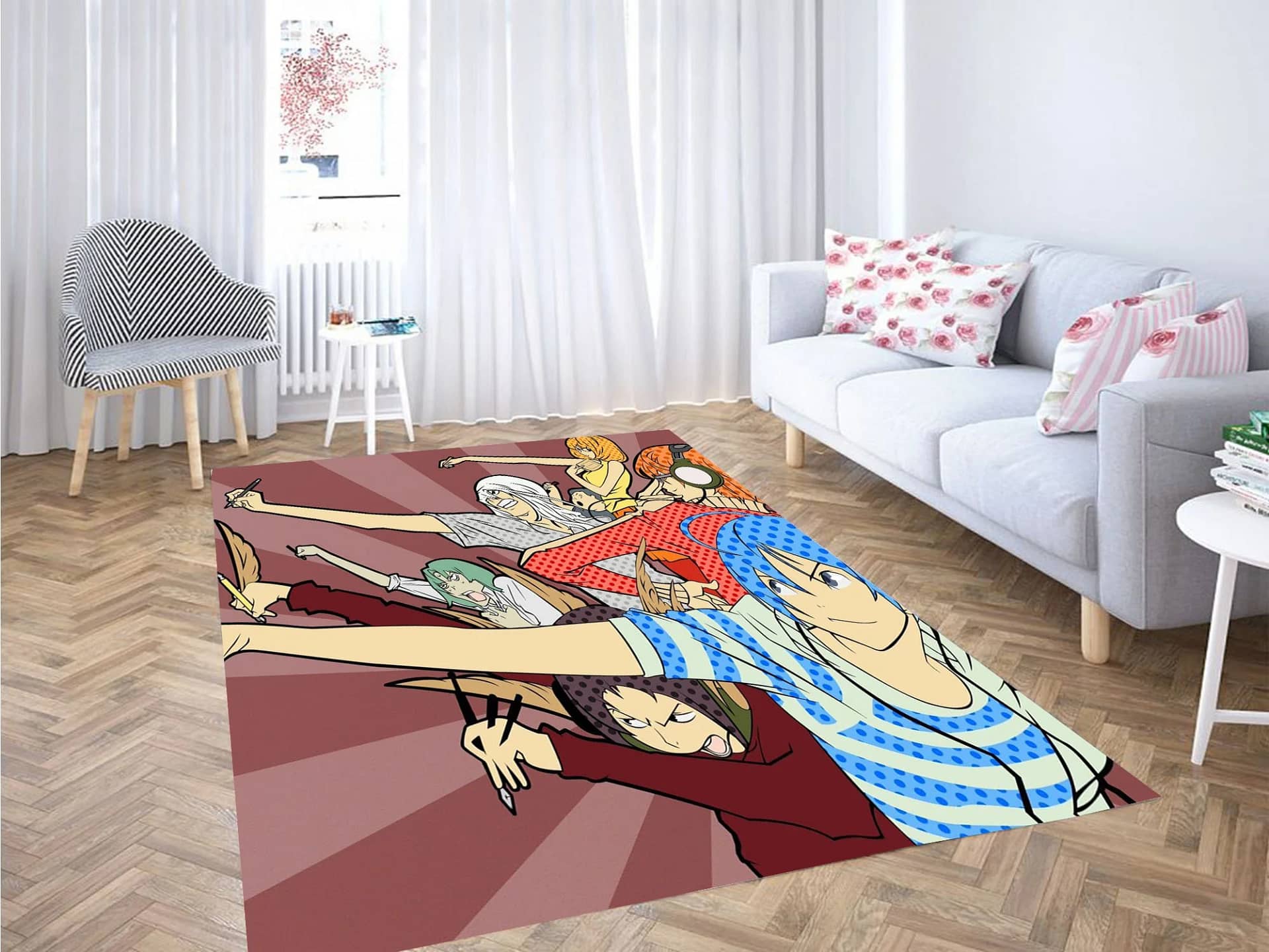 Women Blue Wallpaper Carpet Rug