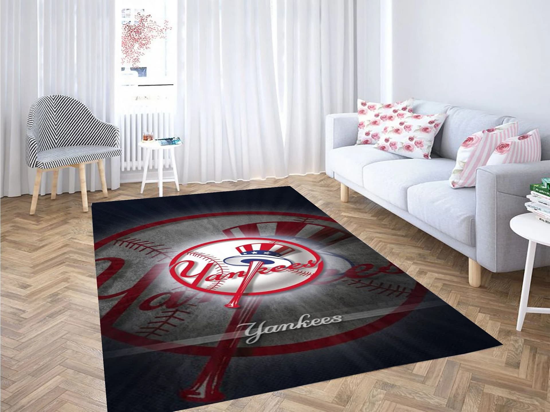 Yankees Baseball Wallpaper Carpet Rug