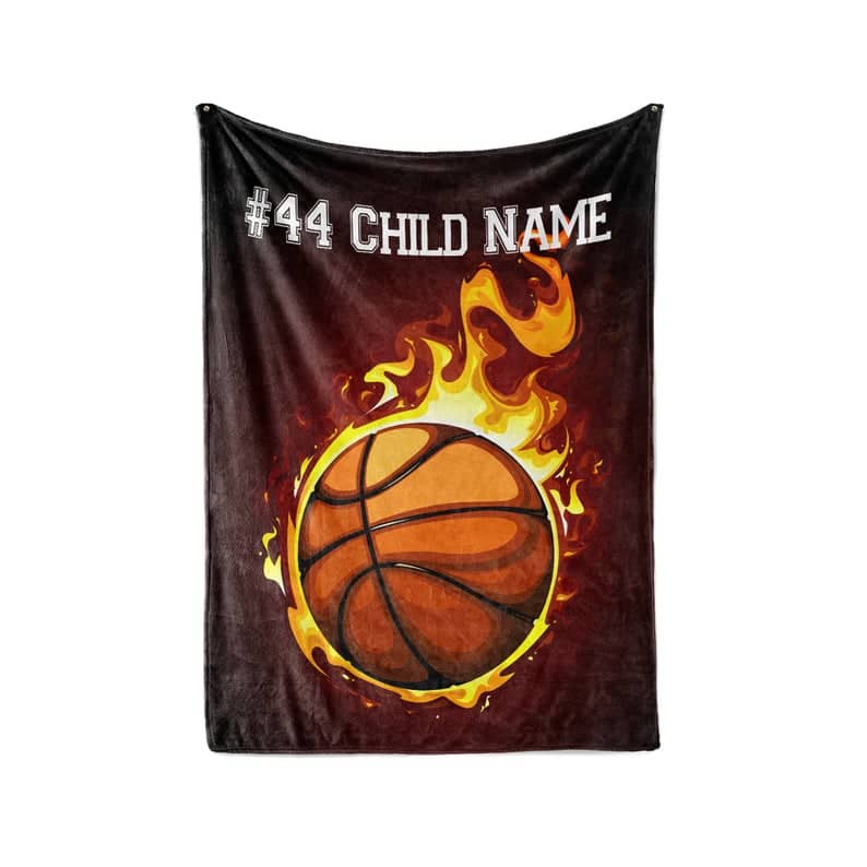 Youth Basketball Player Personalized Custom Fleece And Sherpa Blankets With Your Child's Or Family Name Fleece Blanket