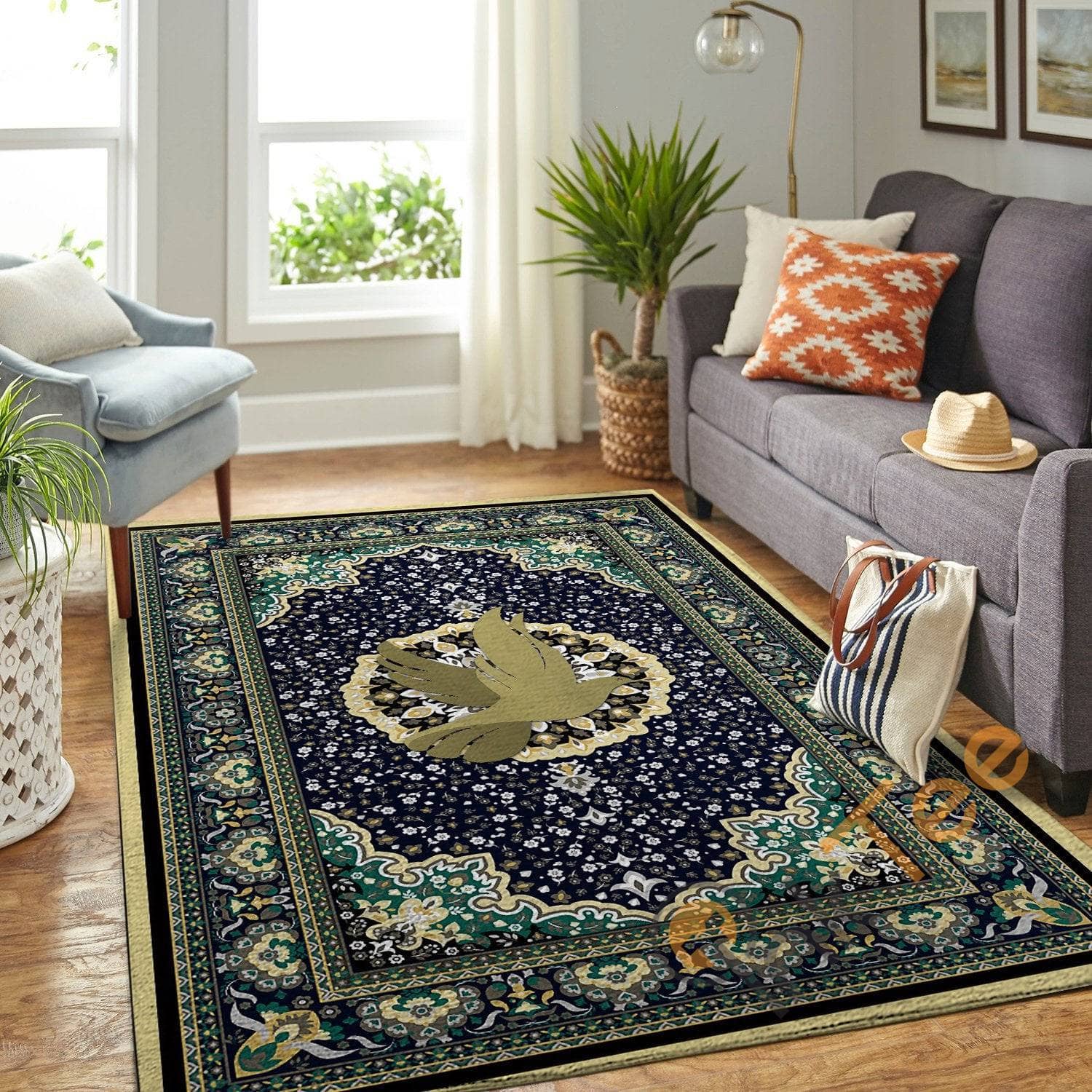 A Peace Dove With Luxurious Patterns Hippie Floor Decor Soft Living Room Bedroom Rug