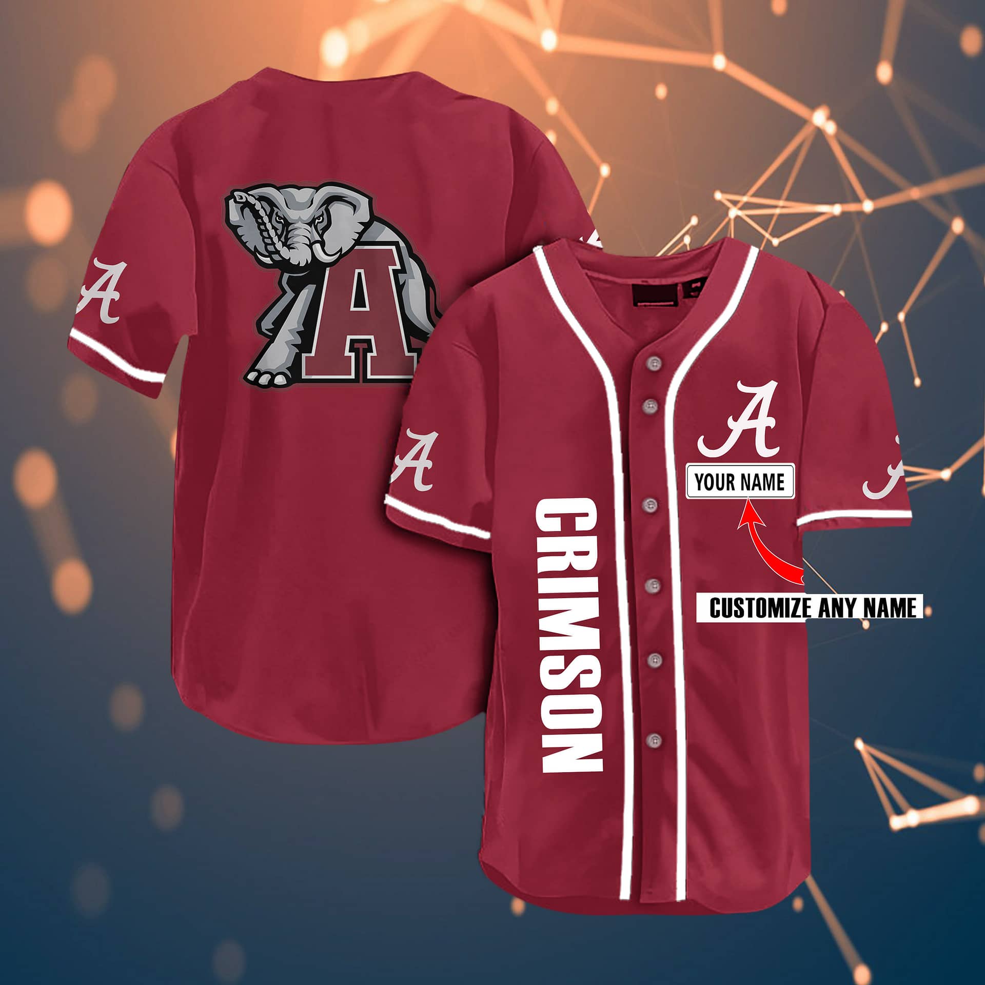 Alabama Crimson Tide Personalized Name Ncaa Fans Team 3D Customization Gifts Baseball Jersey