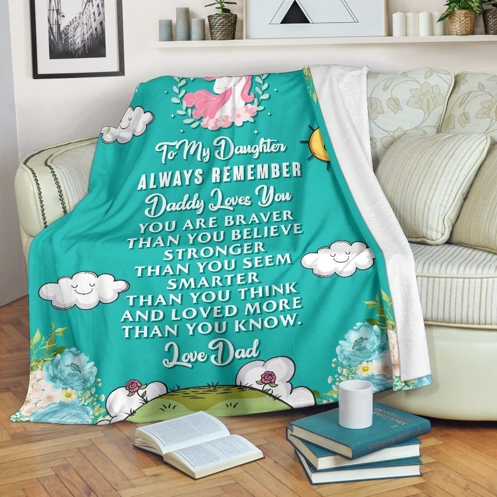 Amazon Best Seller Cute Unicorn Daughter Remember Daddy Loves You Fleece Blanket