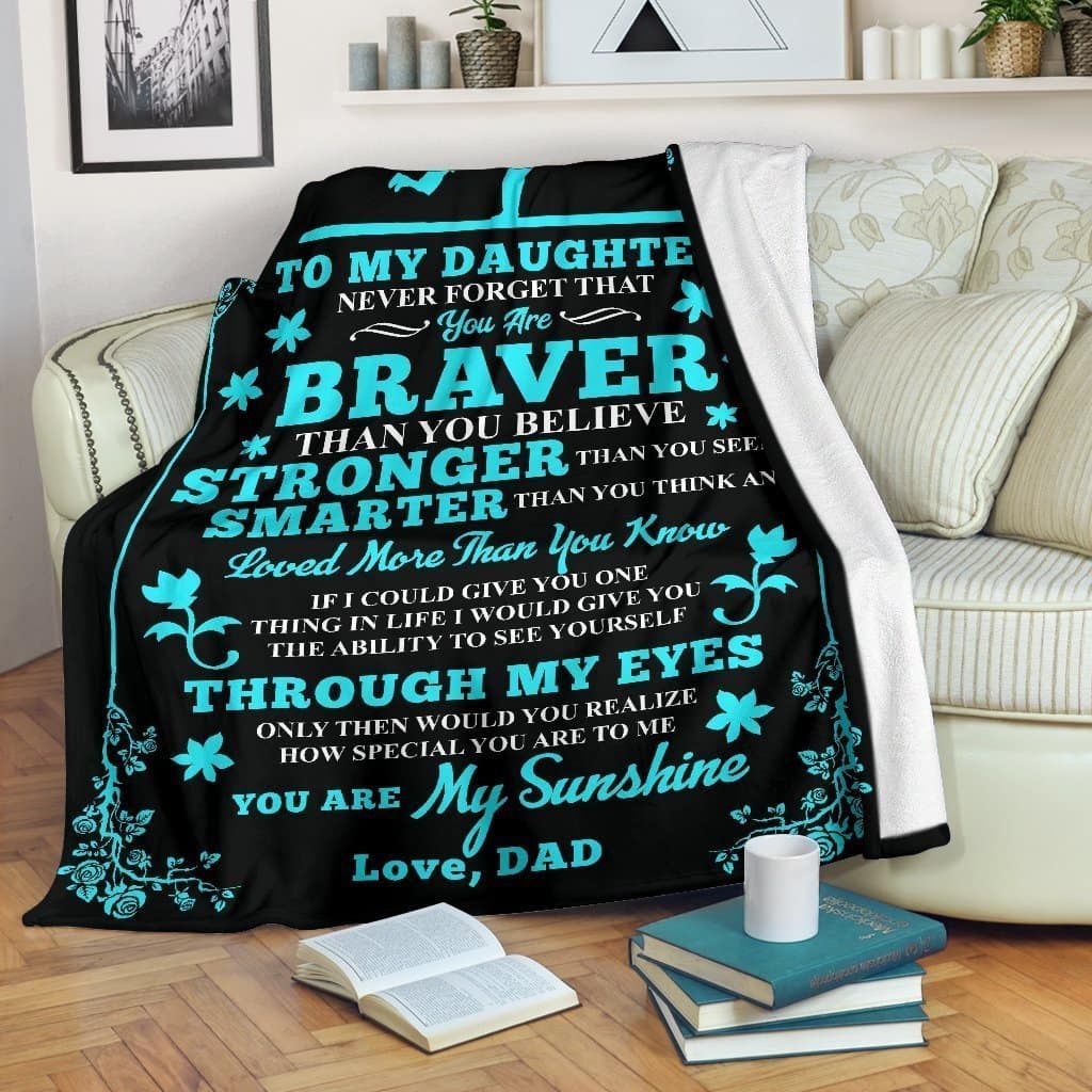 Amazon Best Seller Daughter Braver Stronger Smarter From Dad Fleece Blanket