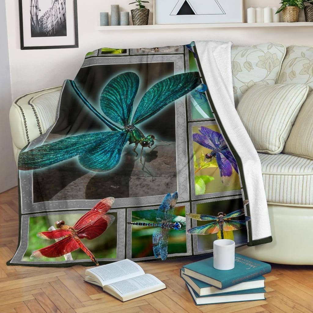 Amazon Best Seller Dragonfly Frame Dragonfly Lover Fleece Blanket