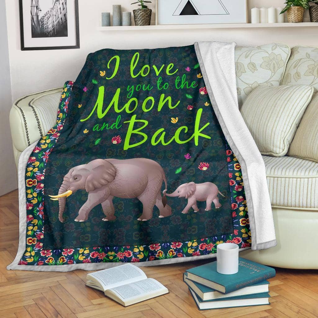 Amazon Best Seller Elephant Fleece I Love You To The Moon And Back Fleece Blanket