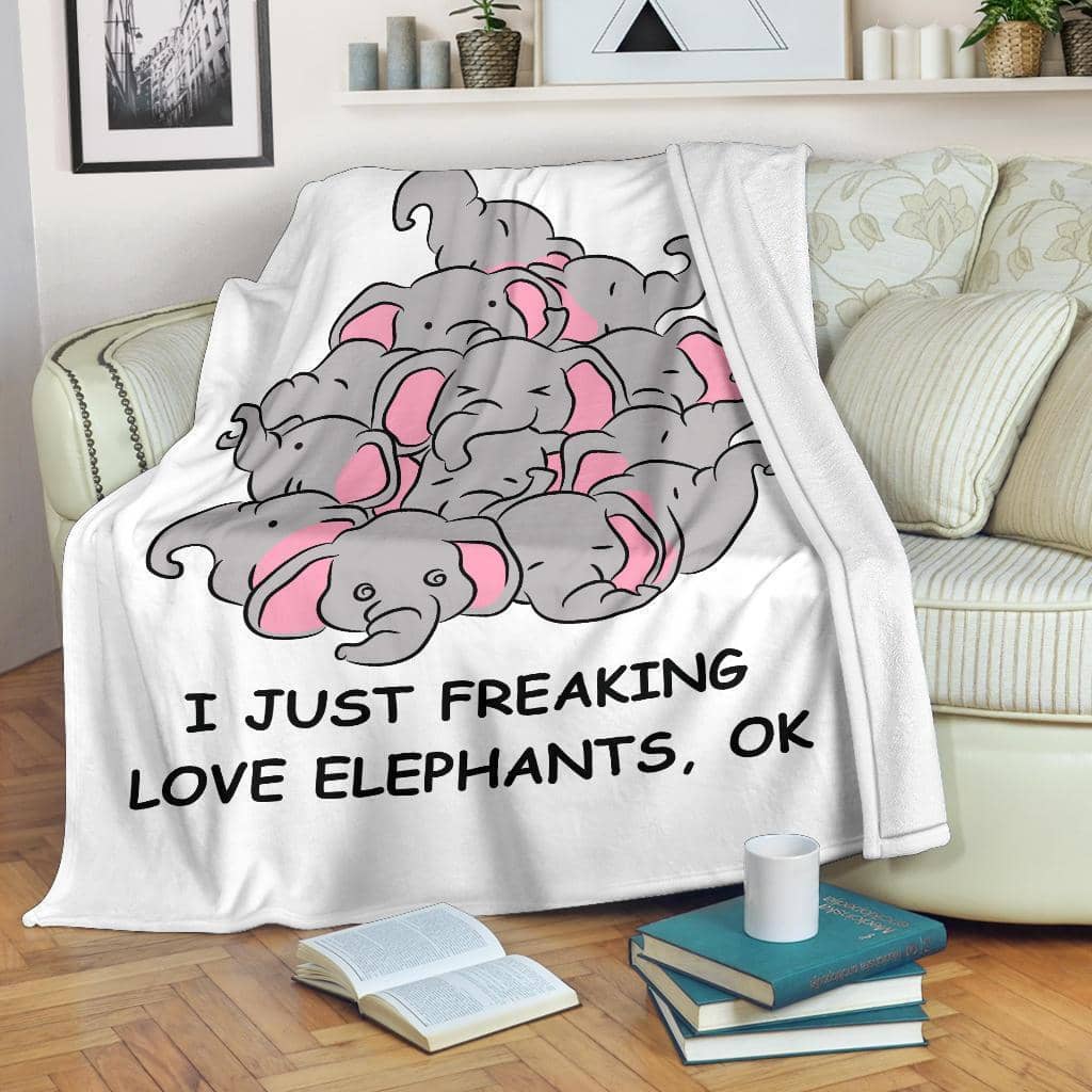Amazon Best Seller Elephant I Just Freaking Love Elephant Fleece Blanket