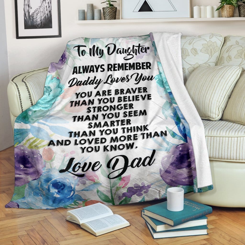 Amazon Best Seller Floral Daughter Remember Daddy Loves You Fleece Blanket