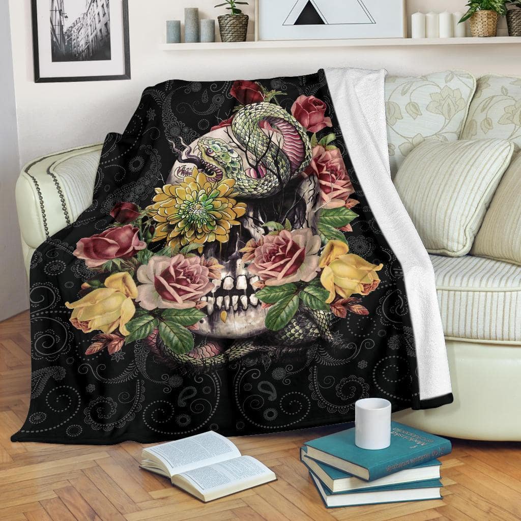 Amazon Best Seller Floral Skull Fleece Blanket