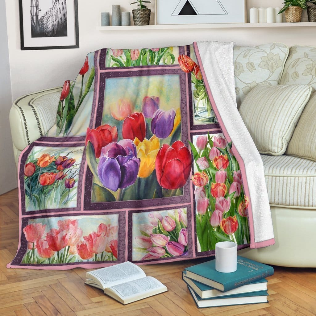 Amazon Best Seller Flower Tulip Flower And Plant Lover Fleece Blanket