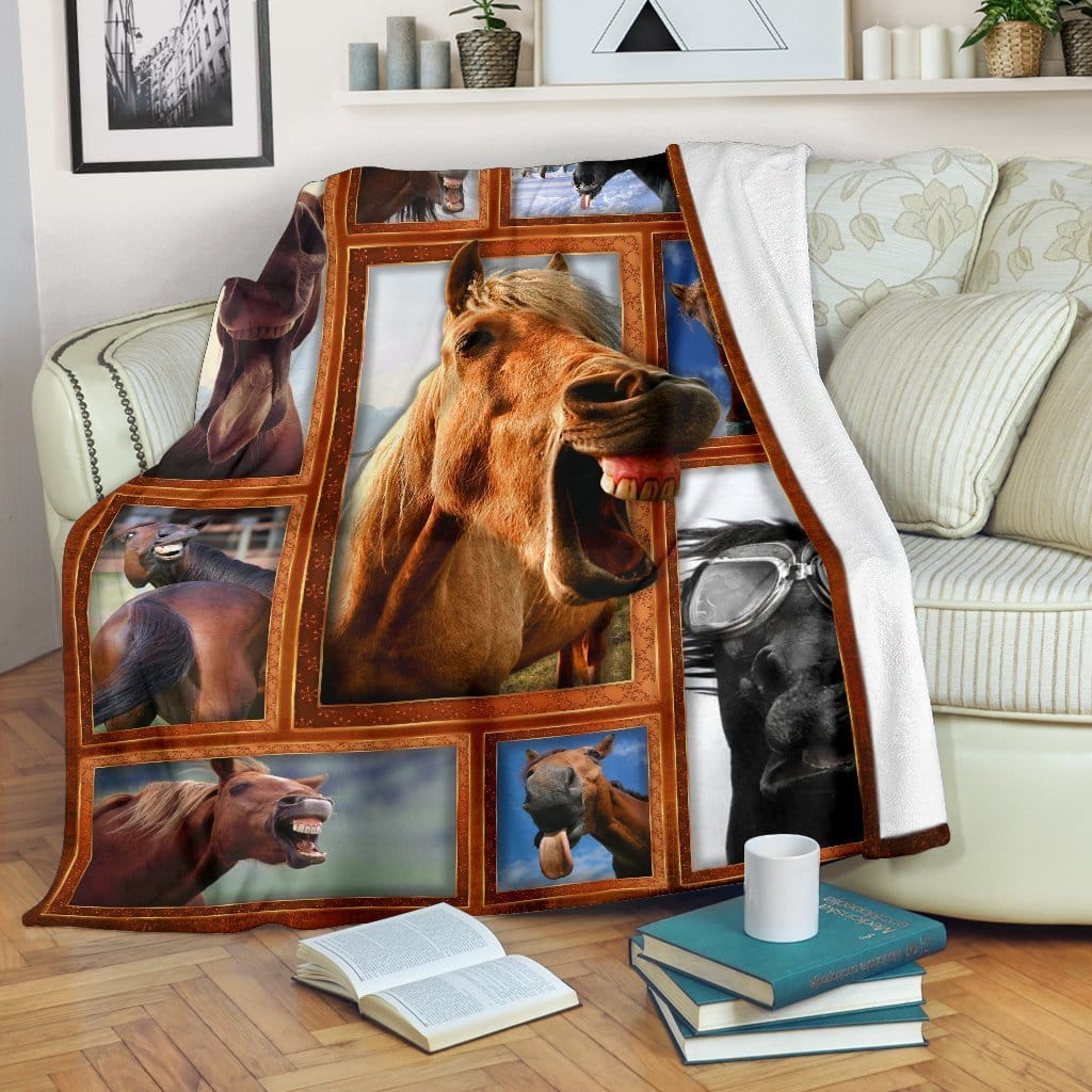 Amazon Best Seller Funny Horse Face Horse Lover Fleece Blanket