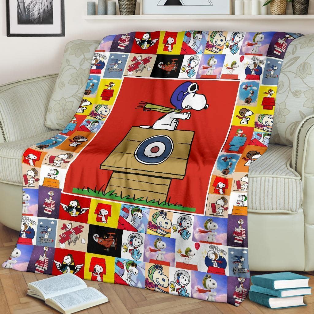 Amazon Best Seller Funny Snoopy Aviators Fleece Blanket