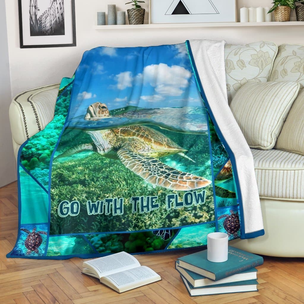 Amazon Best Seller Go With Flow Turtle Ocean Lover Fleece Blanket