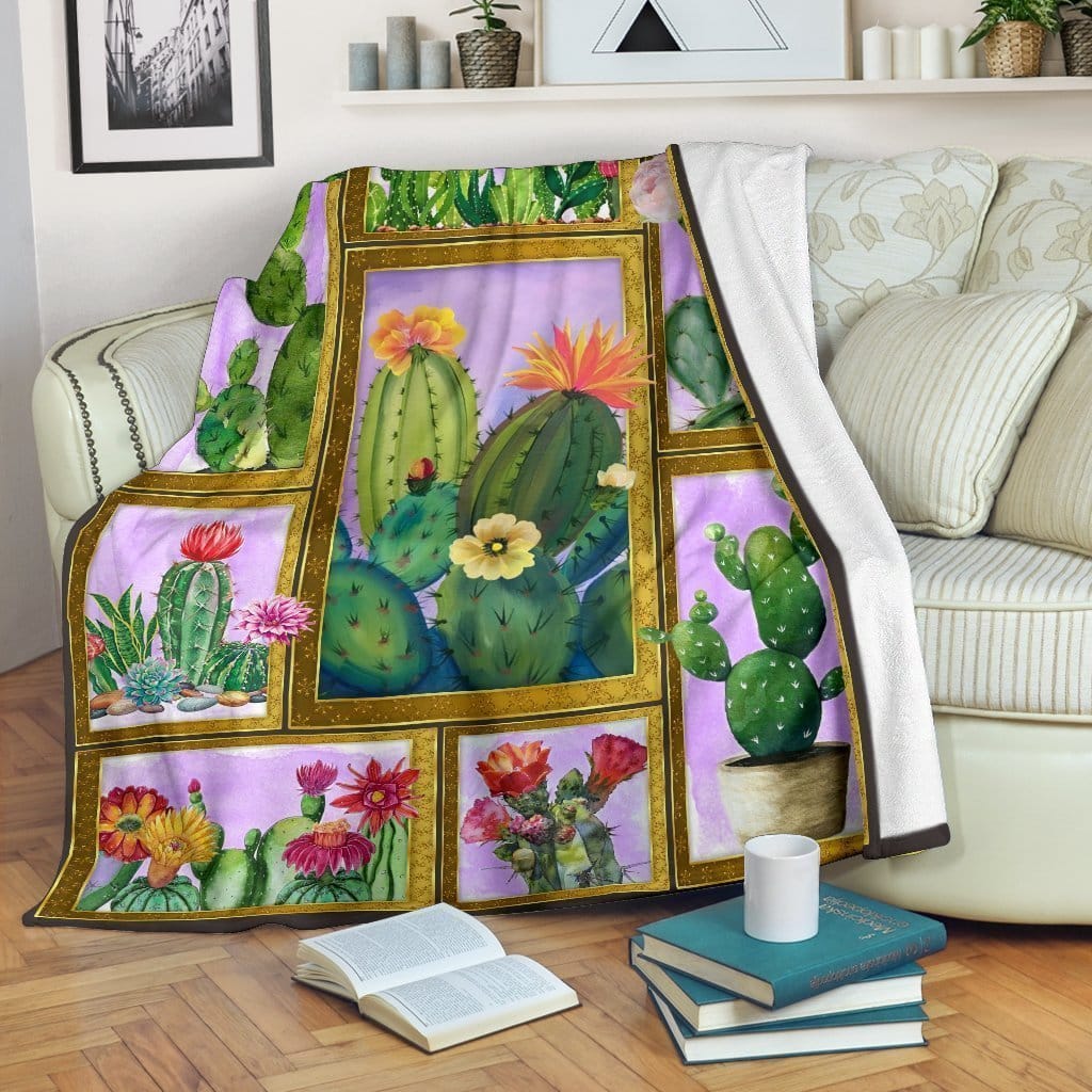 Amazon Best Seller Graphic Cactus Bloom Plant Lover Fleece Blanket