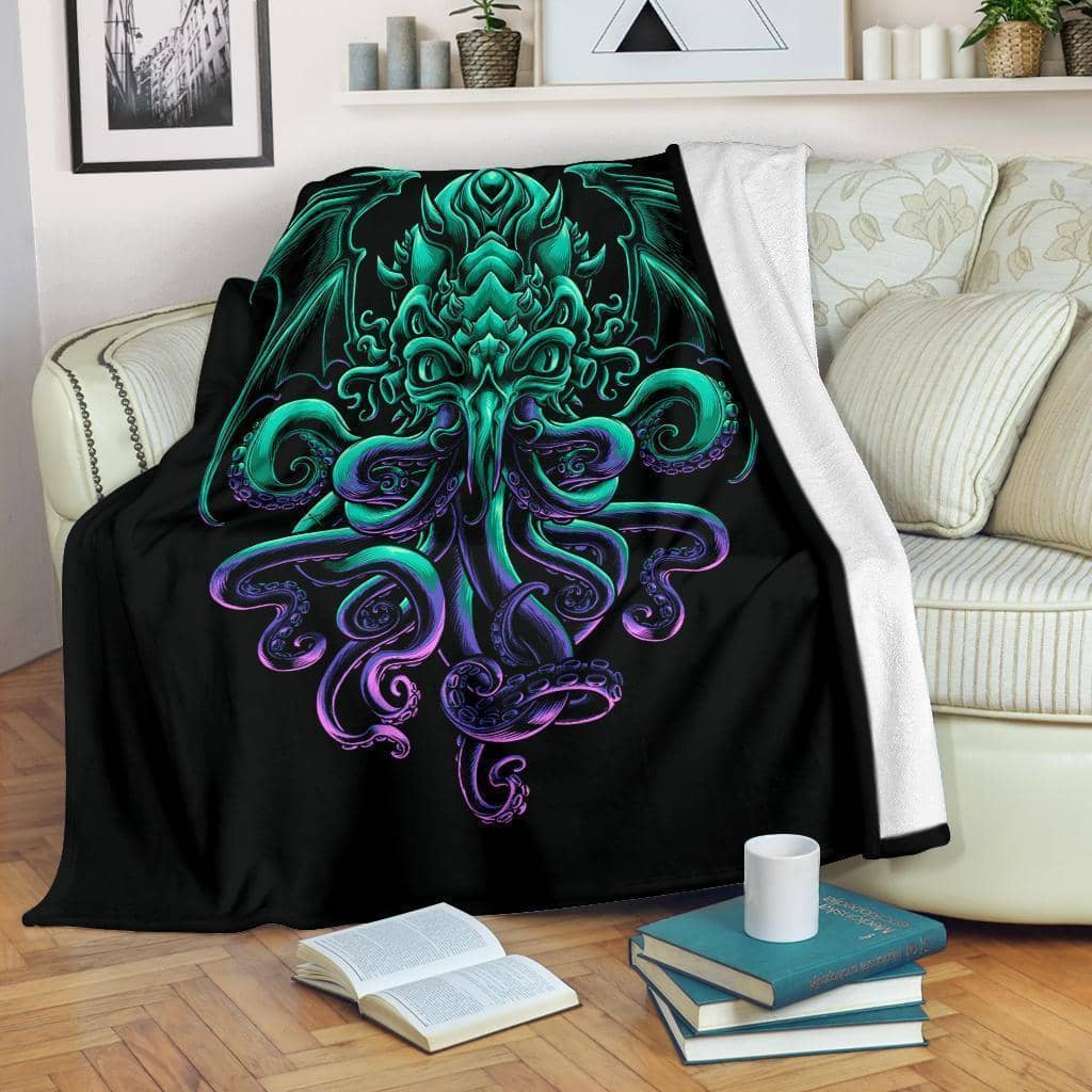 Amazon Best Seller Graphic Demon Octopus Fleece Blanket