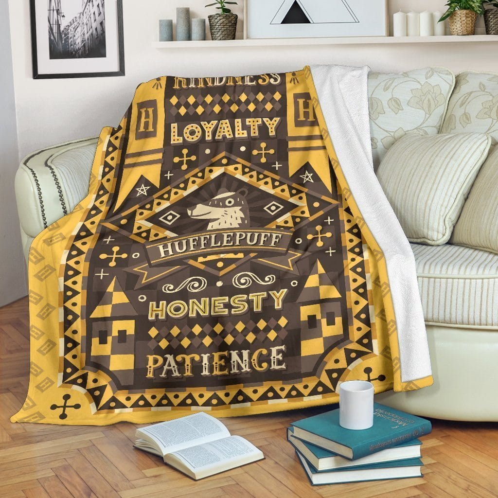 Amazon Best Seller Kindness Loyalty Honesty Patience Hufflepuff Fleece Blanket