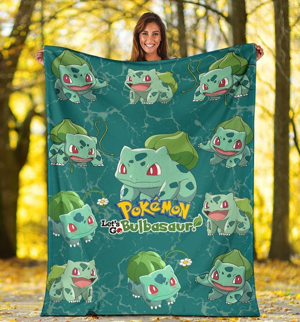 Amazon Best Seller Let's Go Bulbasaur Pokemon Funny Fleece Blanket