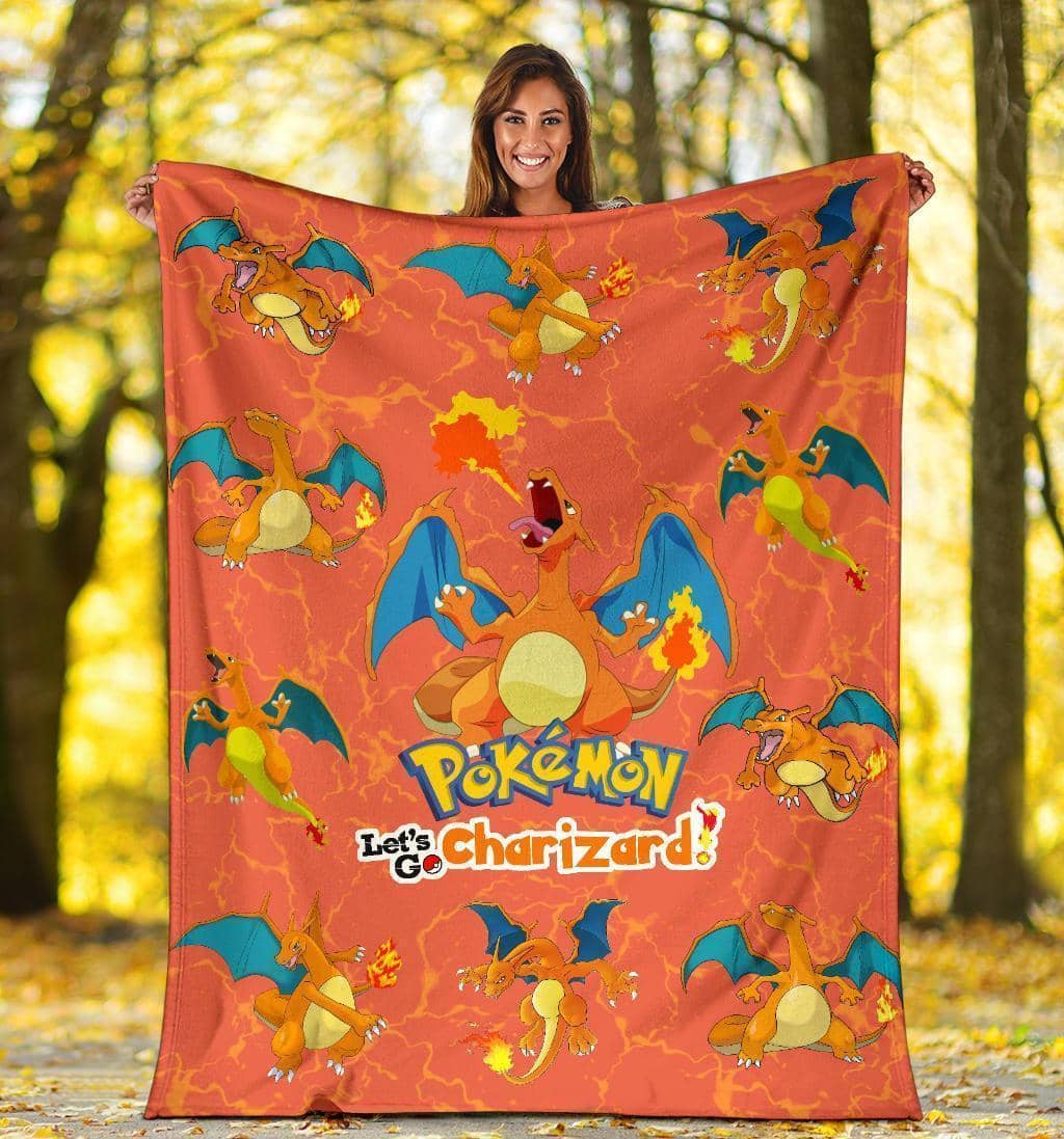Amazon Best Seller Let's Go Charizard Pokemon Idea Fleece Blanket