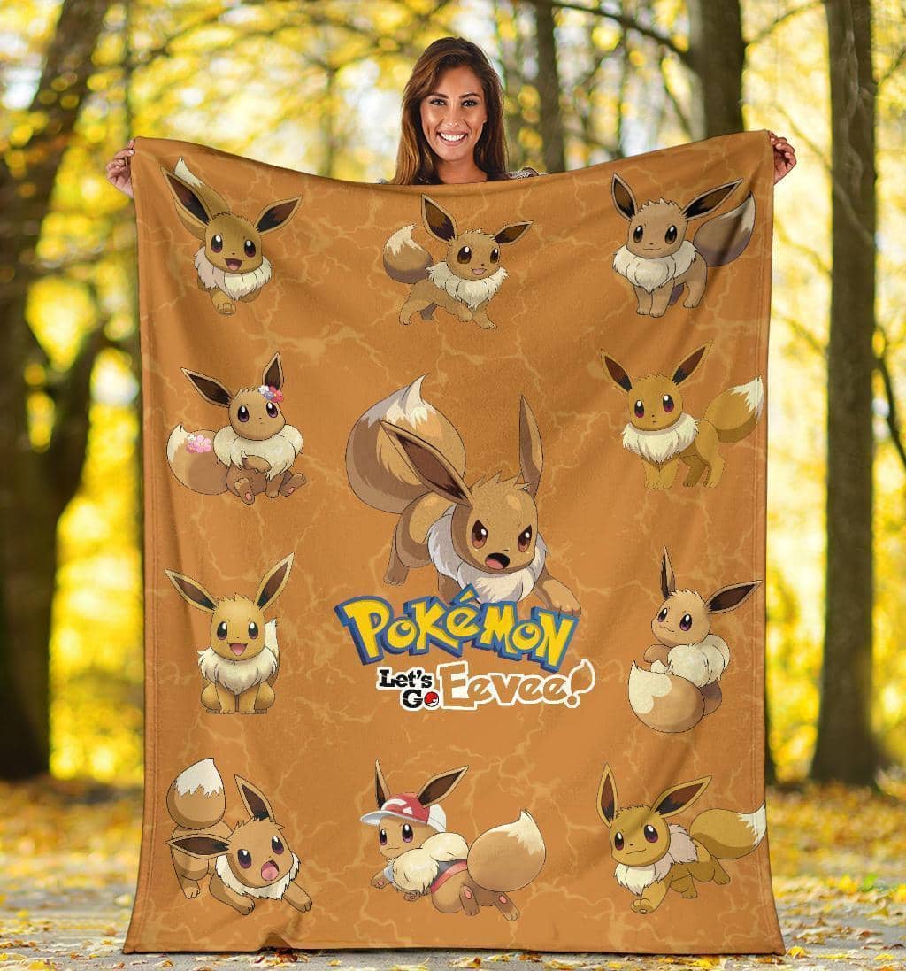 Amazon Best Seller Let's Go Eevee Pokemon Funny Fleece Blanket