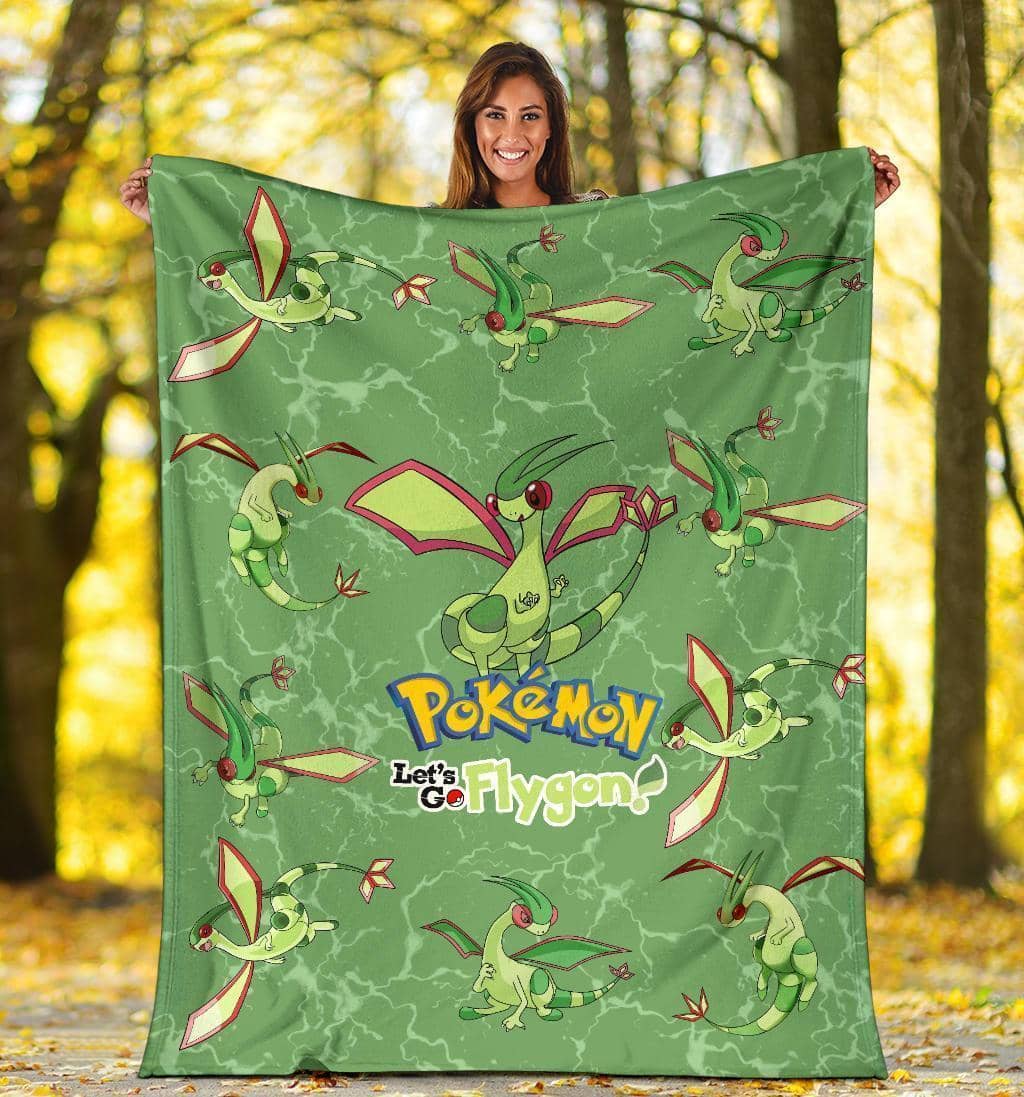Amazon Best Seller Let's Go Flygon Pokemon Funny Fleece Blanket