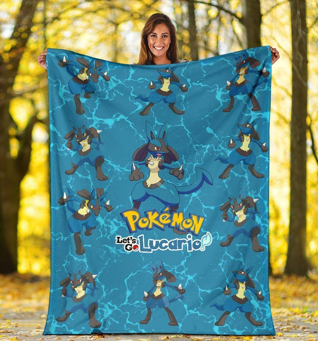 Amazon Best Seller Let'S Go Lucario Pokemon Funny Fleece Blanket