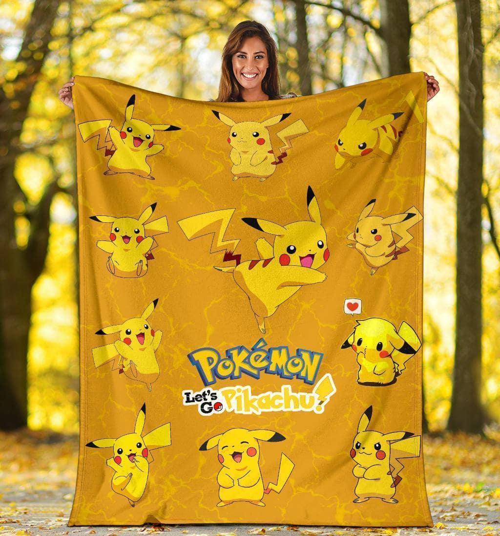 Amazon Best Seller Let'S Go Pikachu Pokemon Funny Fleece Blanket