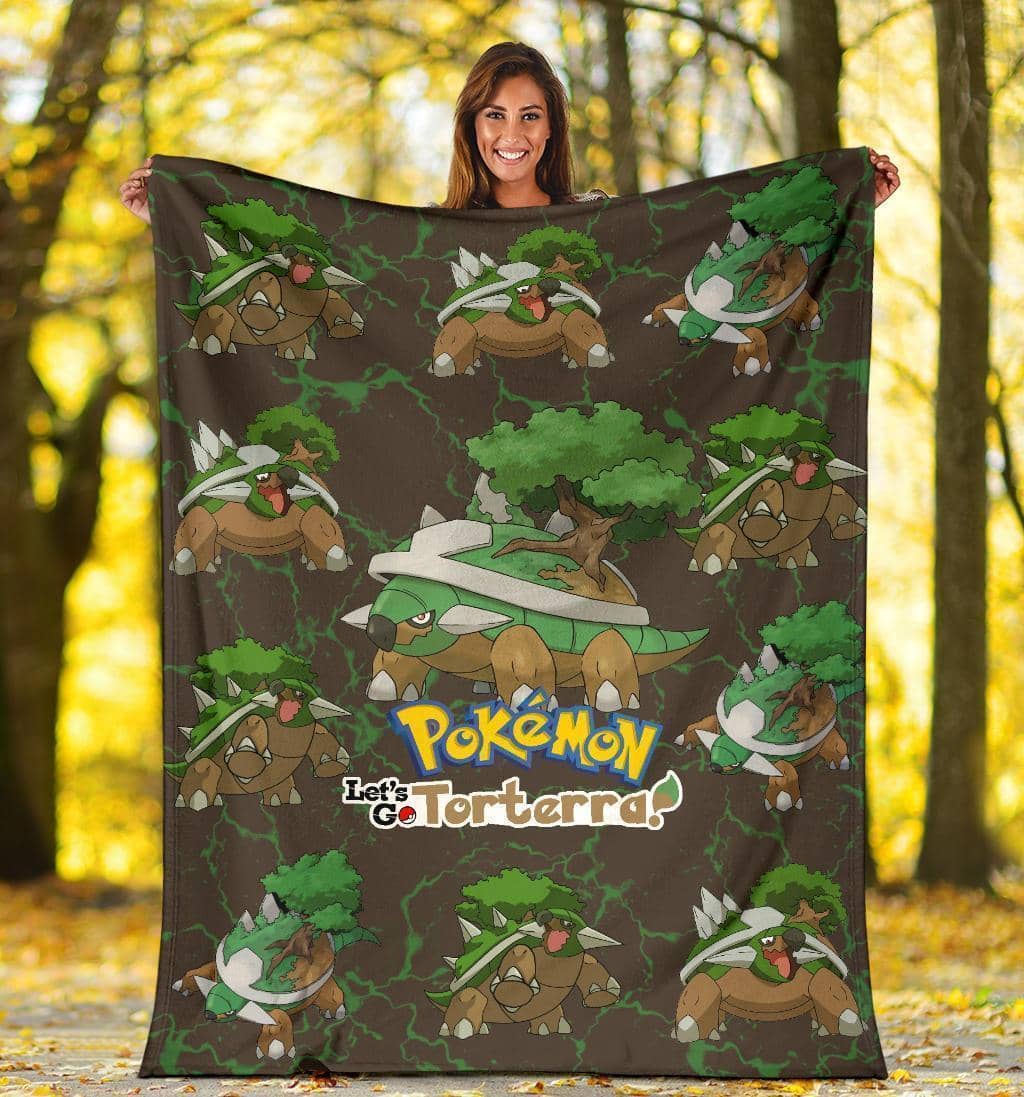 Amazon Best Seller Let's Go Torterra Pokemon Funny Fleece Blanket
