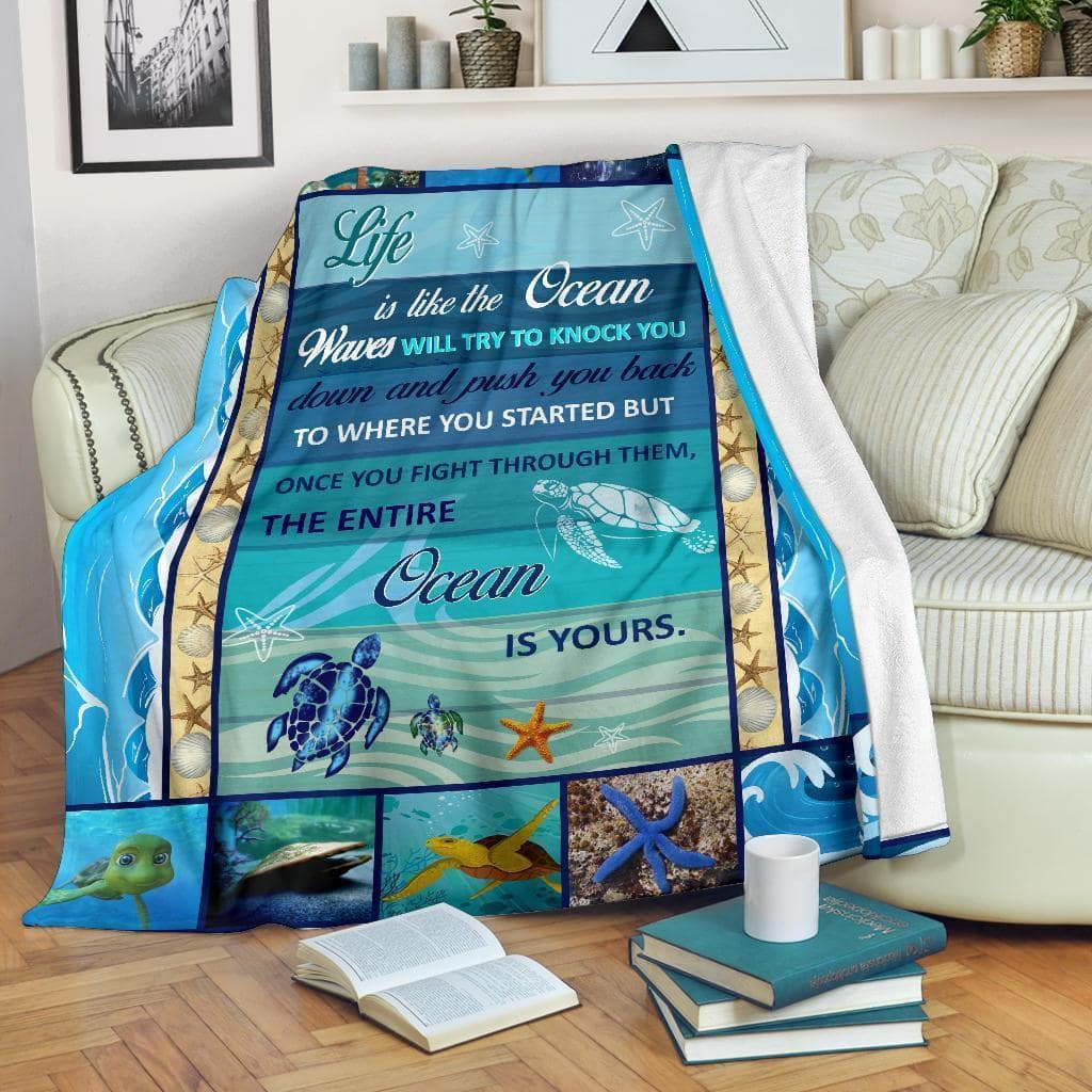 Amazon Best Seller Life Is Like The Ocean Ocean Lover Fleece Blanket