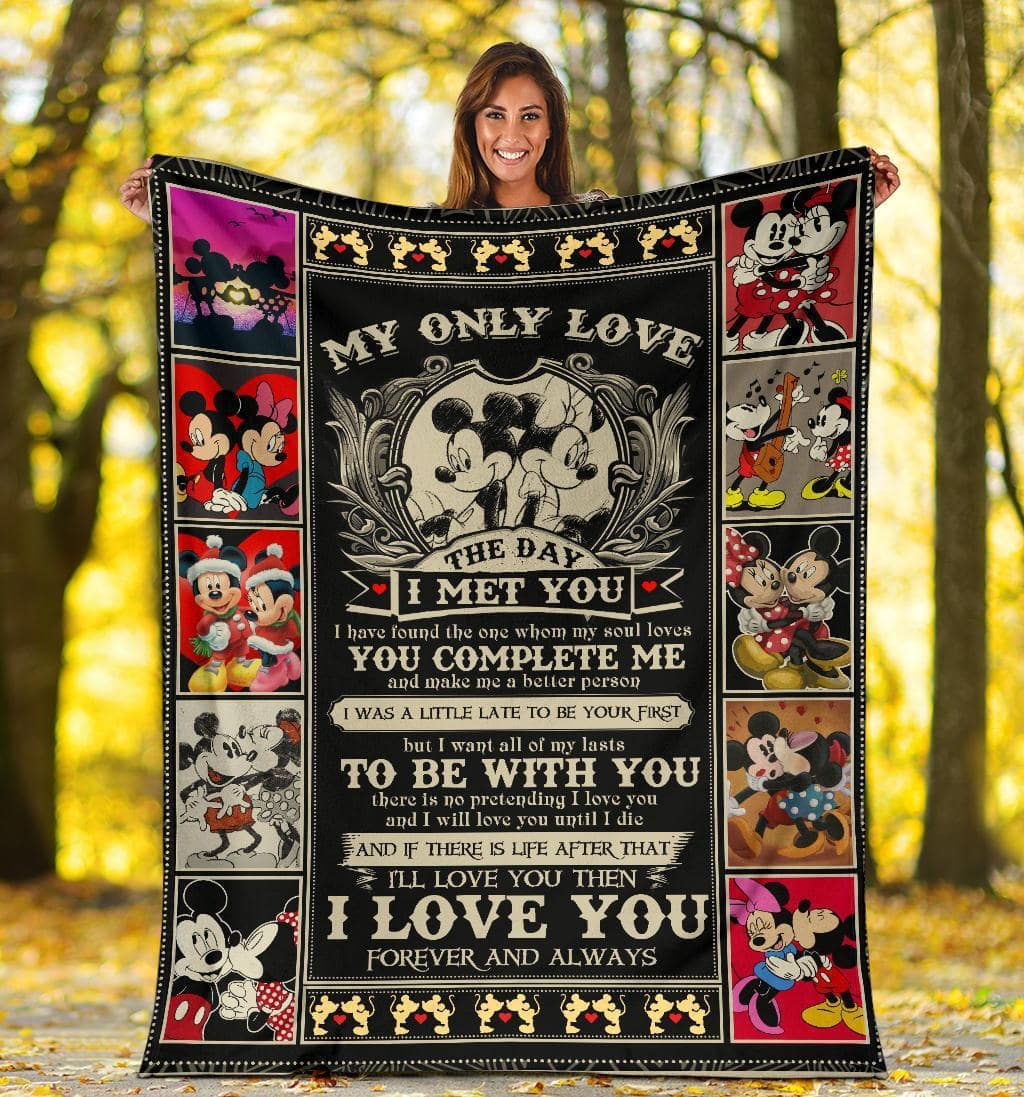 Amazon Best Seller Mickey & Minnie My Only Love The Day I Met You Fleece Blanket