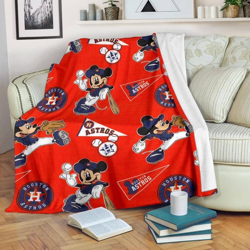 Amazon Best Seller Mickey Plays Astros Baseball Fleece Blanket