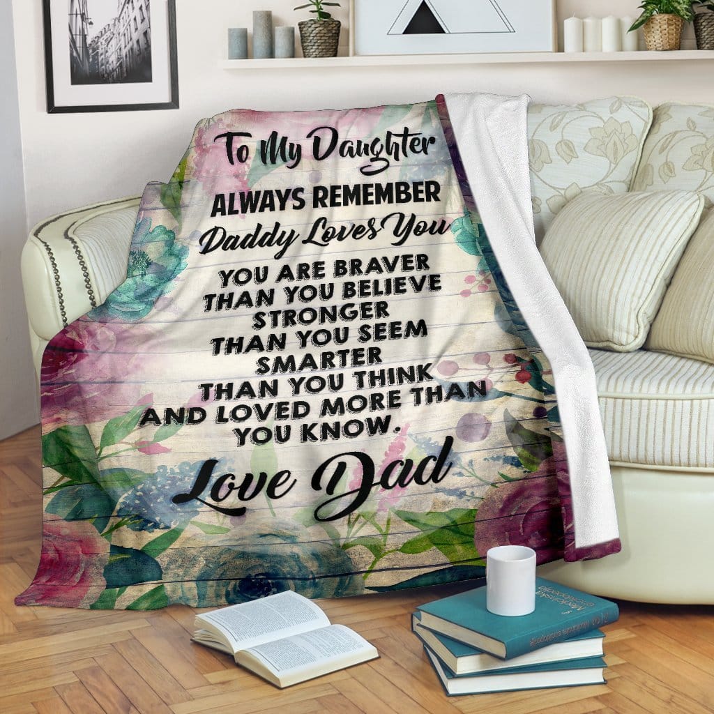 Amazon Best Seller To My Daughter Daddy Loves You Floral Fleece Blanket