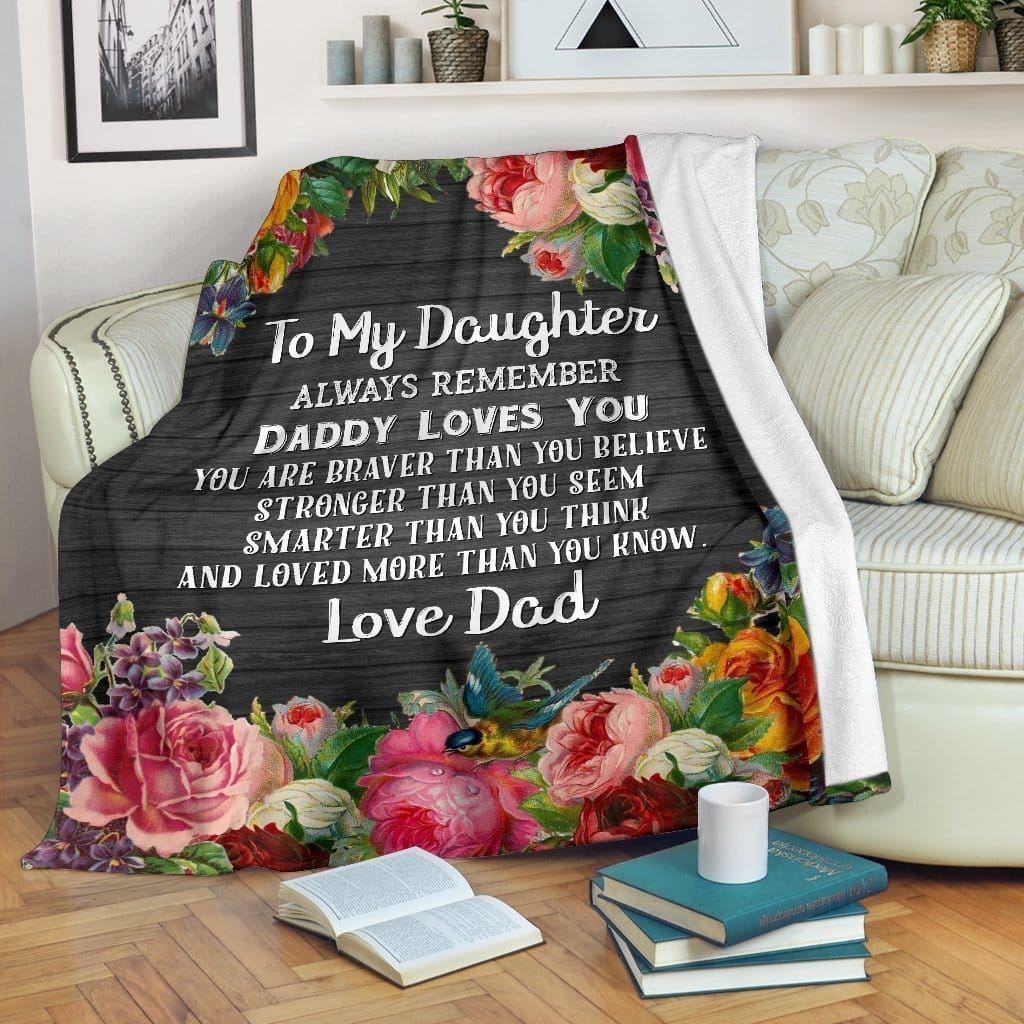 Amazon Best Seller To My Daughter Floral From Dad Fleece Blanket