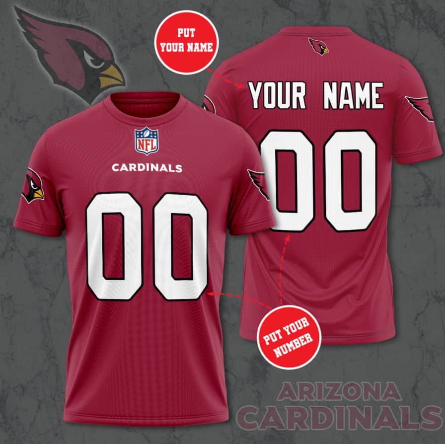 Arizona Cardinals Custom Jersey Nfl Personalized 3D T-Shirts