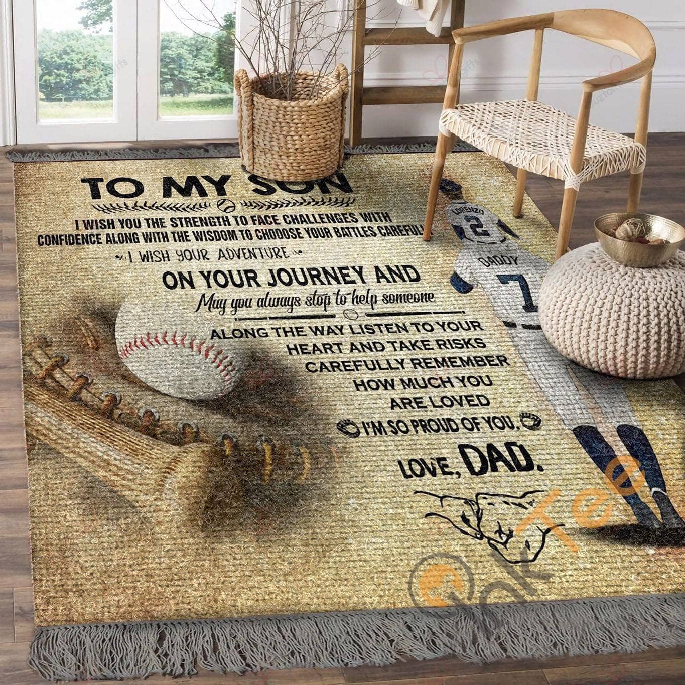 Baseball Dad To My Son Remember How Much You Are Loved Bedroom Living Room Gift For Dadgift Rug