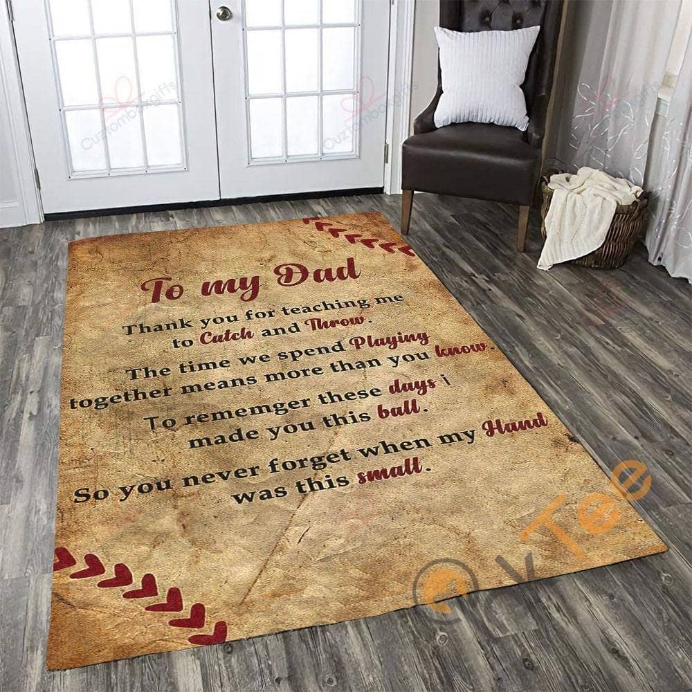 Baseball Dad To My Thank You For Teaching Me Catch And Throw Bedroom Gift Rug