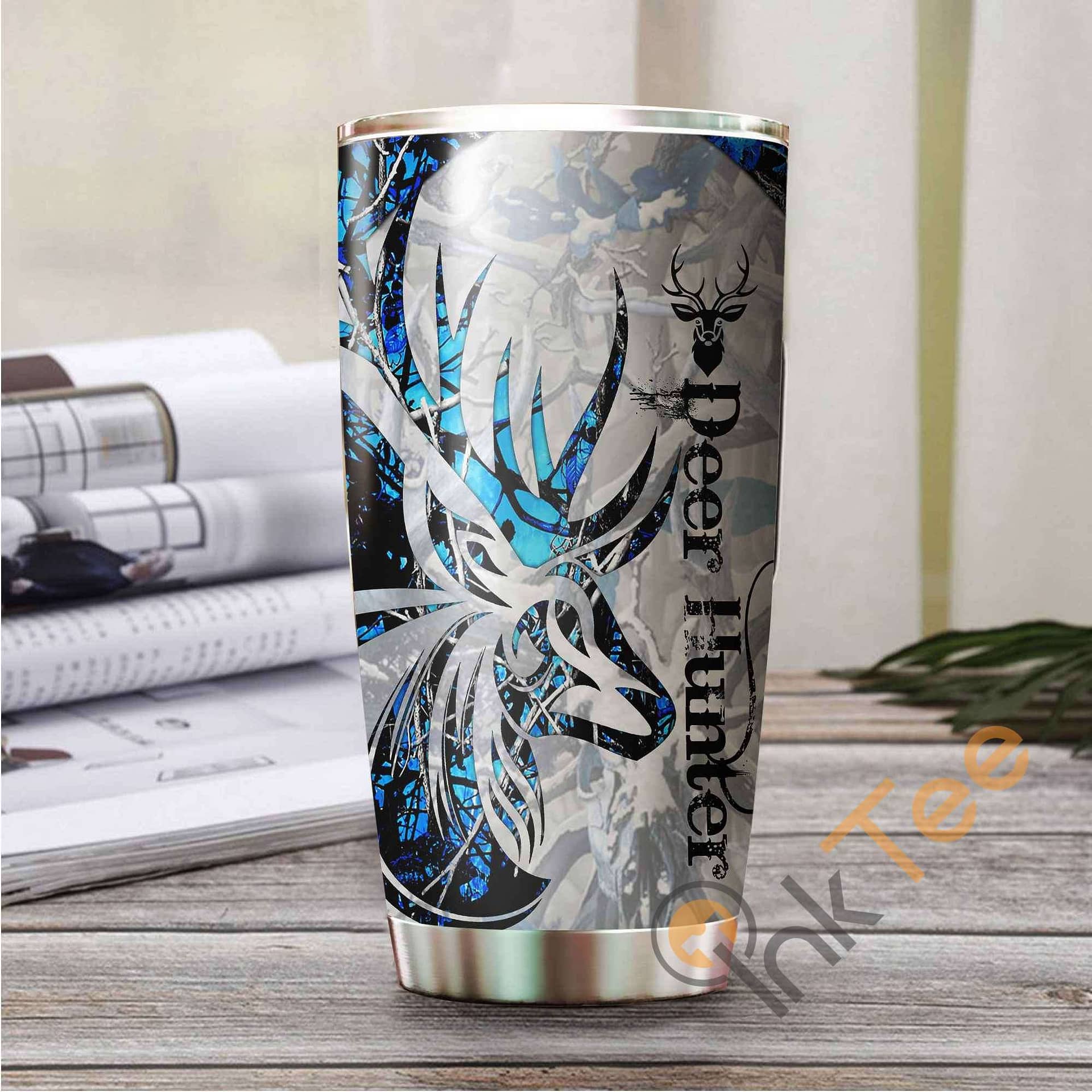 Beautiful Deer Tattoo Blue Camo Amazon Best Seller Sku 2627 Stainless Steel Tumbler