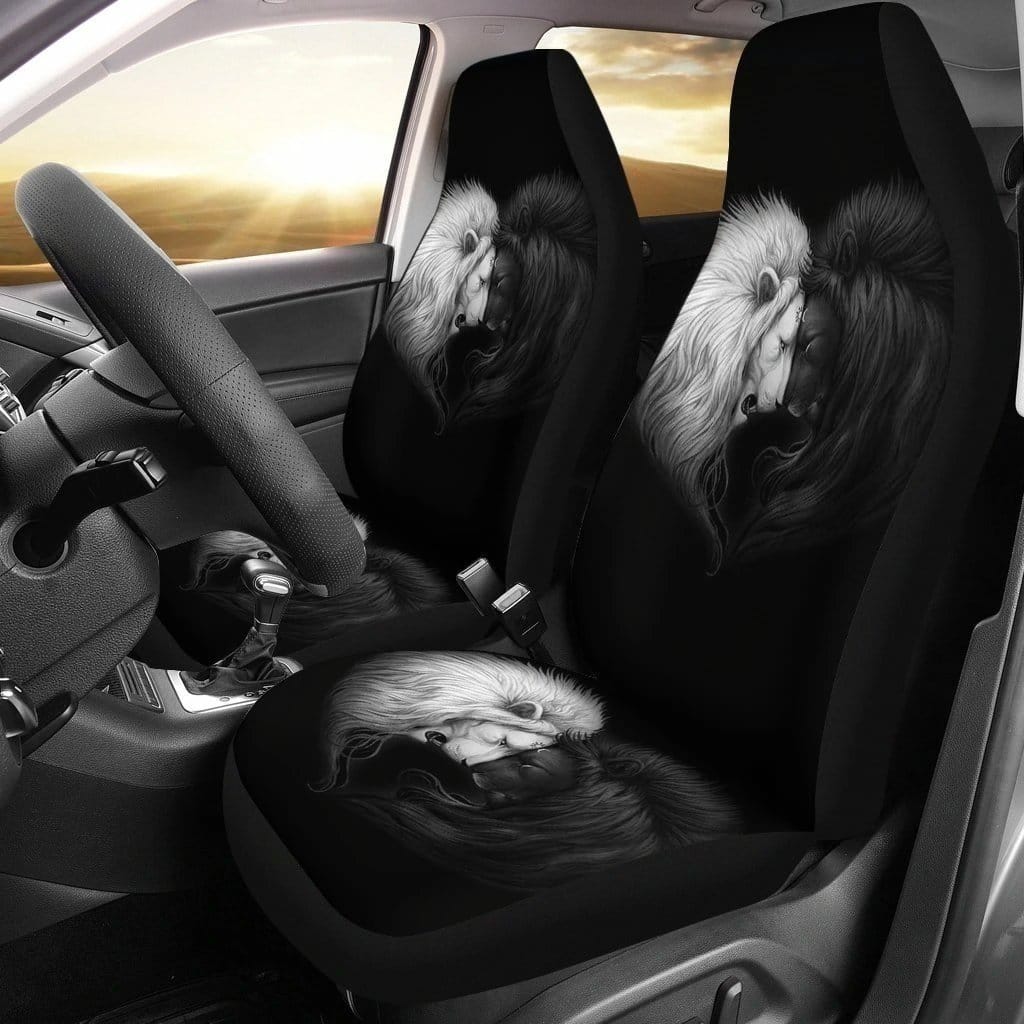 Black And White Lions Love For Fan Gift Sku 3014 Car Seat Covers