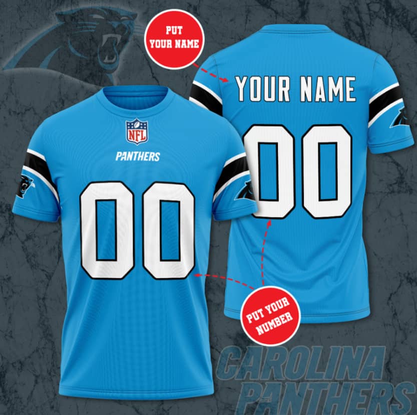 Carolina Panthers Custom Cyan Jersey Nfl Personalized 3D T-Shirts