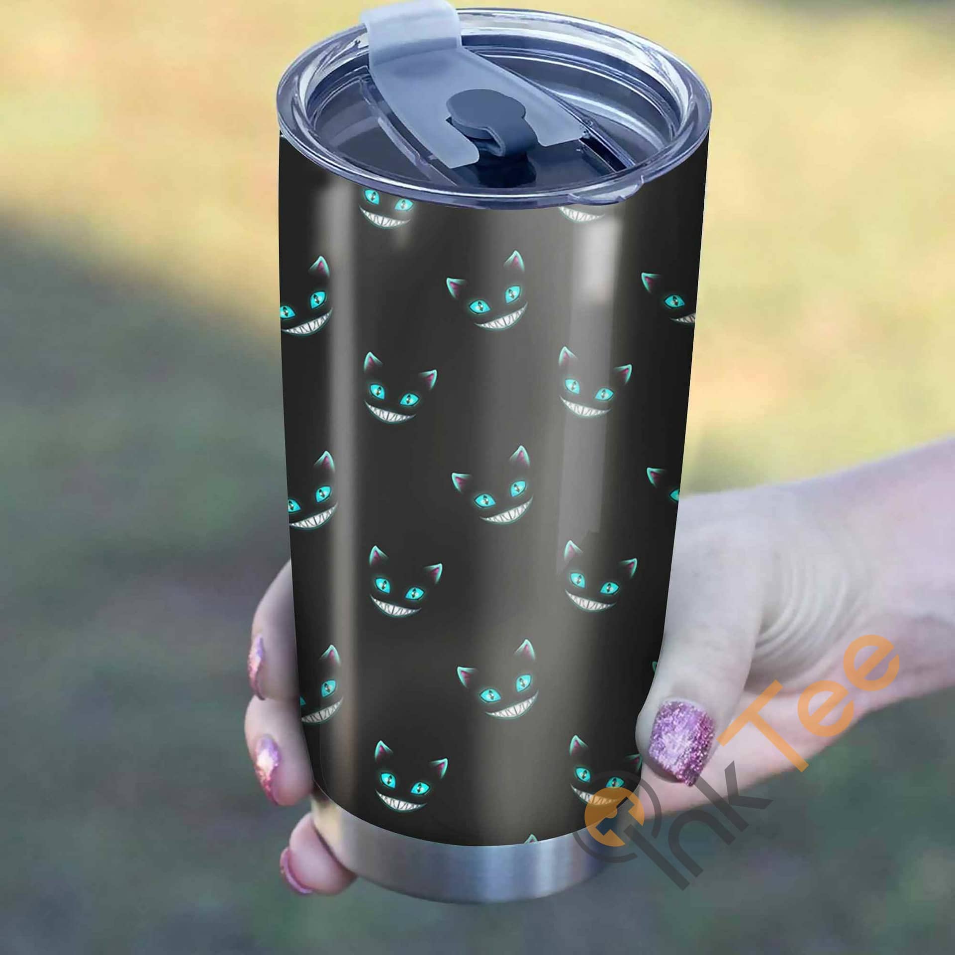 Cat Creepy Face Blue Eyes Pattern Perfect Gift Stainless Steel Tumbler