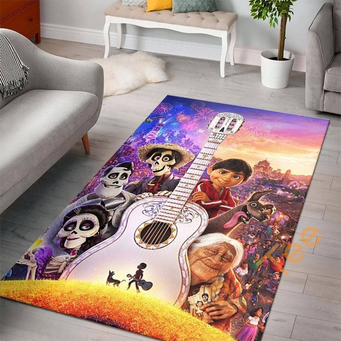 Coco Day Of The Dead Disney Coloring World Movies Lover Living Room Rug