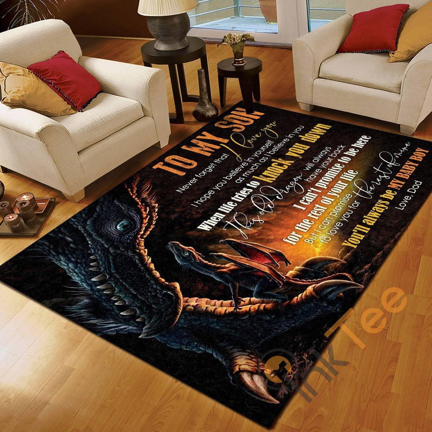 Cool Dragon Dad To Son I Love You For The Rest Of Mine Bedroom Gift Rug
