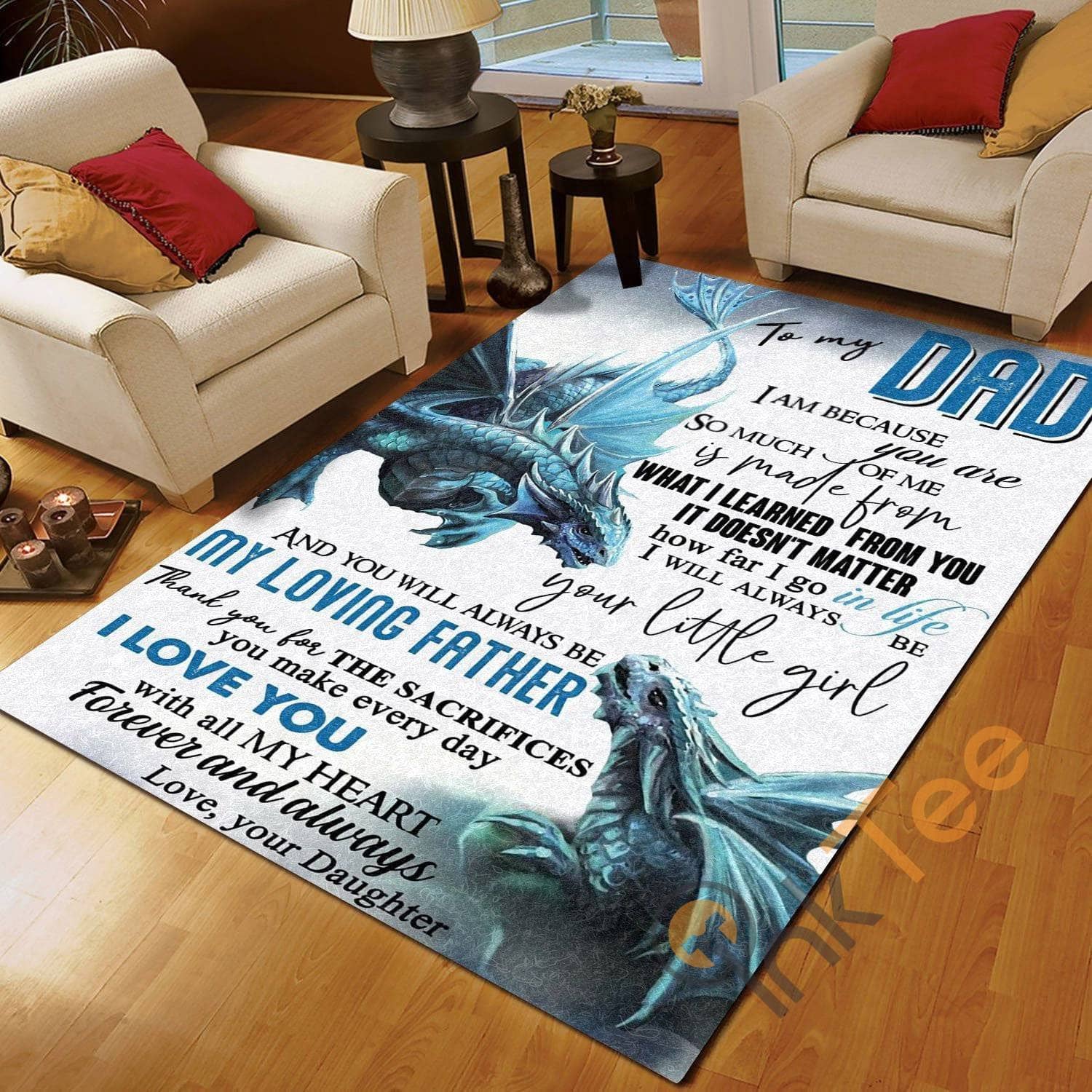 Cool Dragon Daughter To Dad I Love You With All My Heart Forever And Always Bedroom Rug