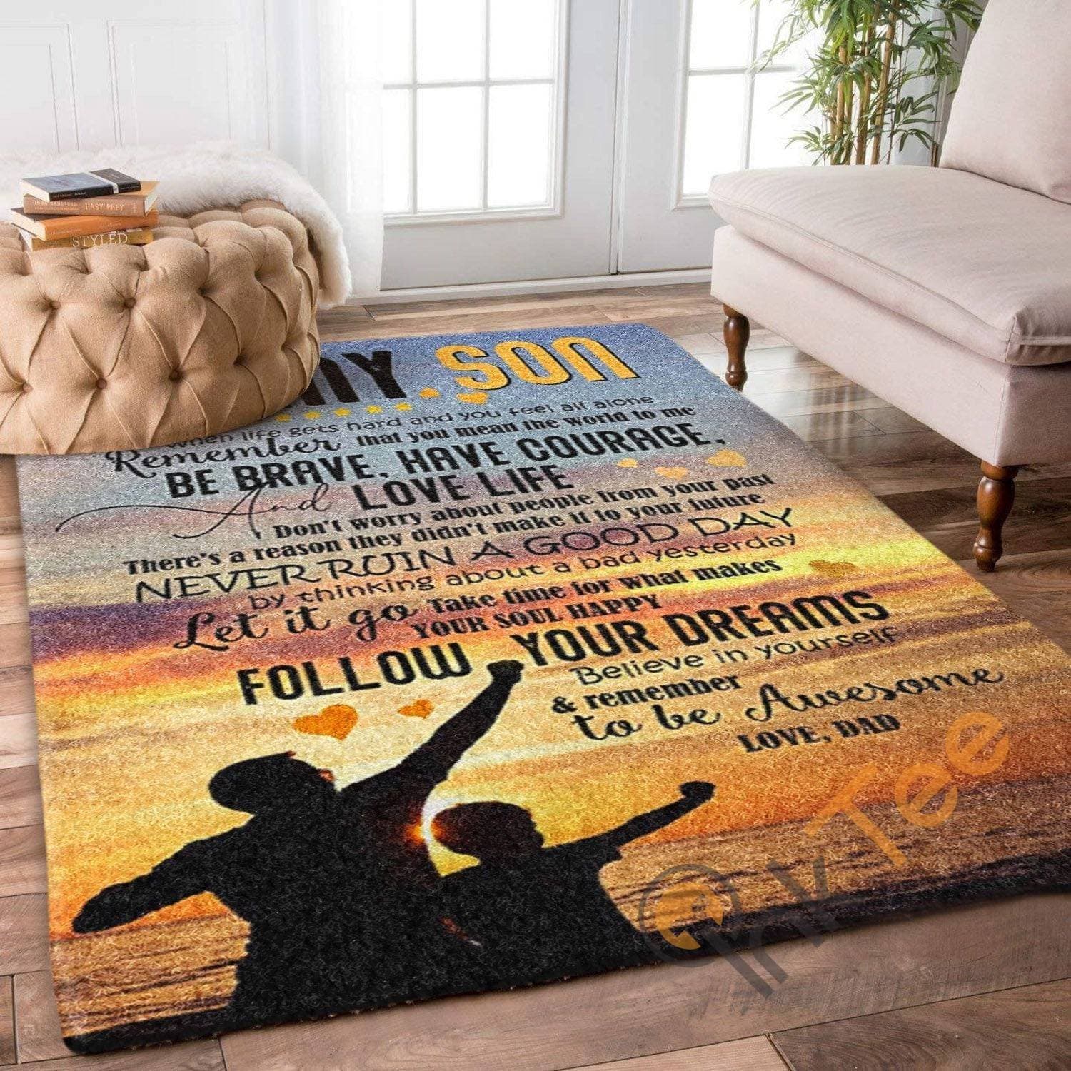 Dad To Son My Believe In Yourself And Be Awesome Bedroom Home Decoration Gift For Father's Day Rug