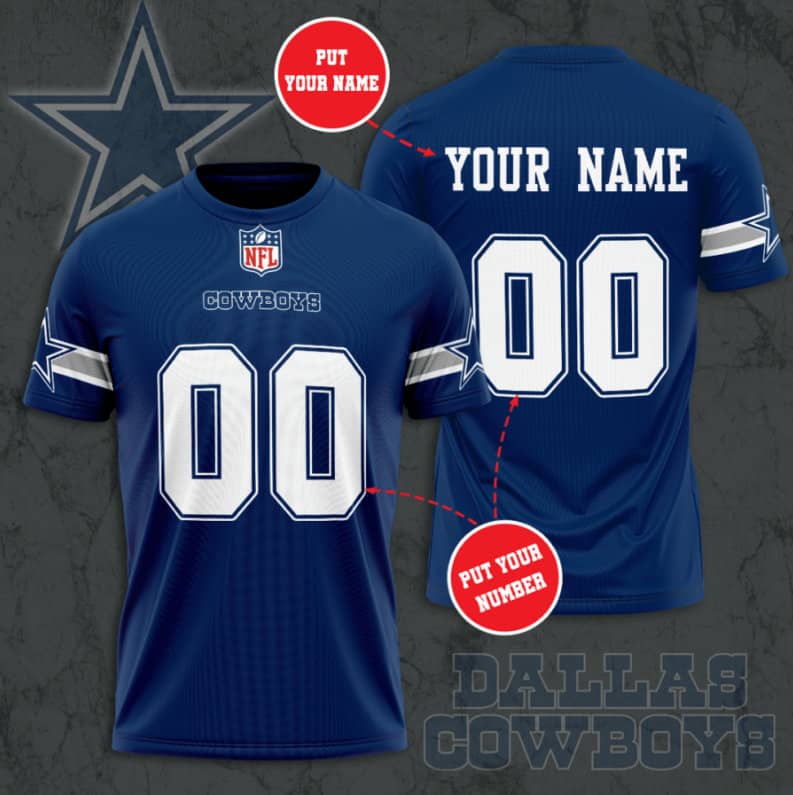 Dallas Cowboys Custom Jersey Nfl Personalized 3D T-Shirts