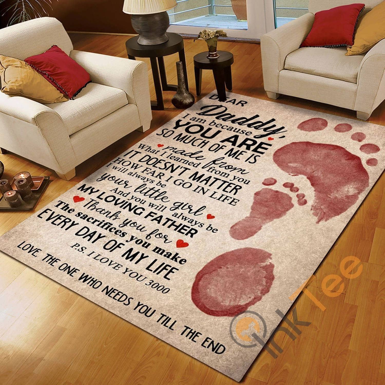 Daughter To Dad Dear Daddy Love You 3000 Bedroom Cute Home Decoration Gift For Father's Day Rug