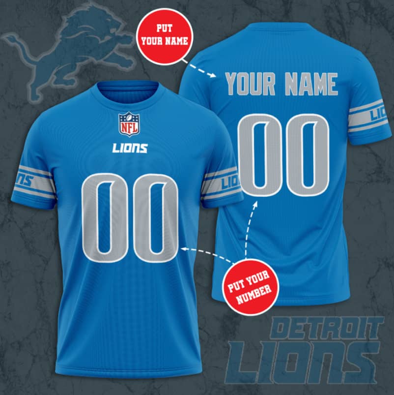Detroit Lions Custom Jersey Nfl Personalized 3D T-Shirts