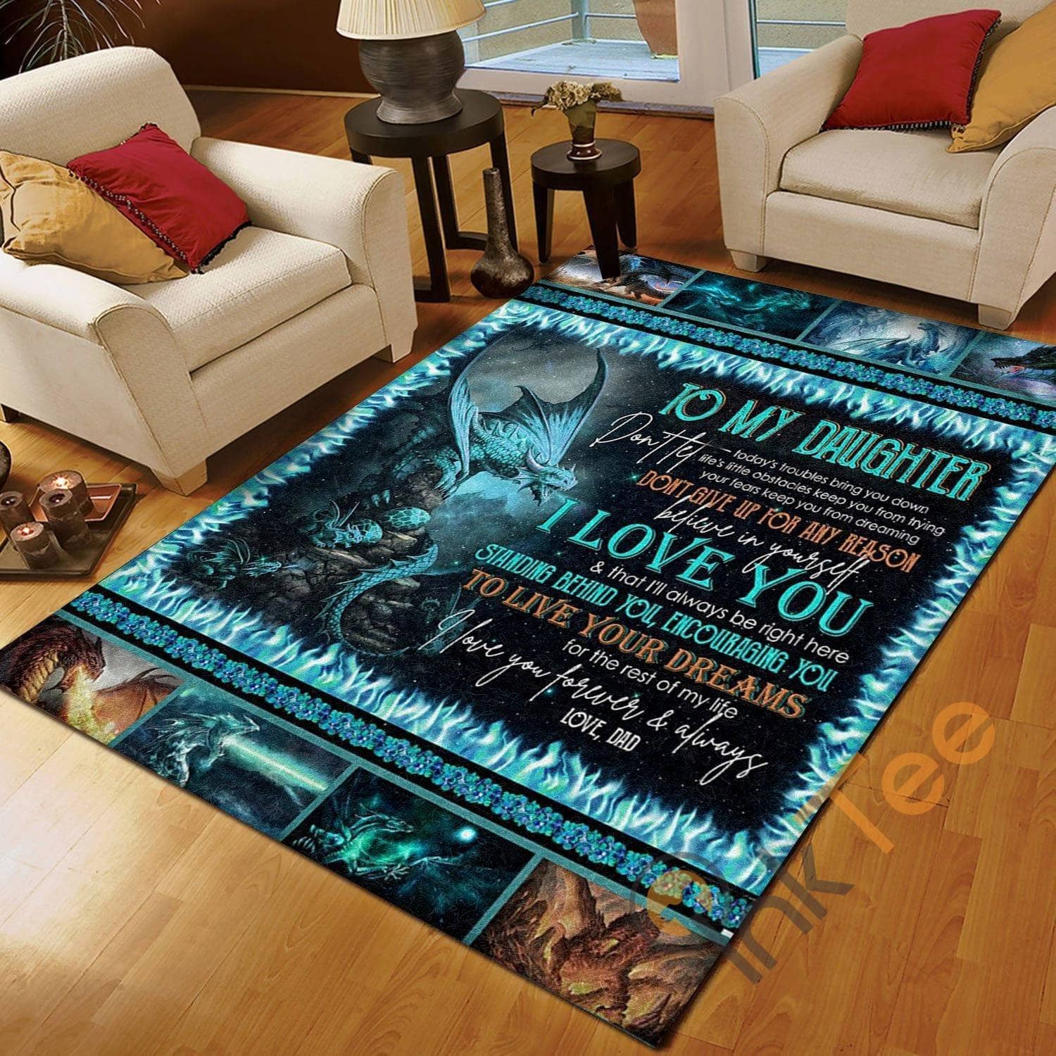 Dragon Dad To Daughter I Love You Forever And Alway Bedroom Gift For Rug