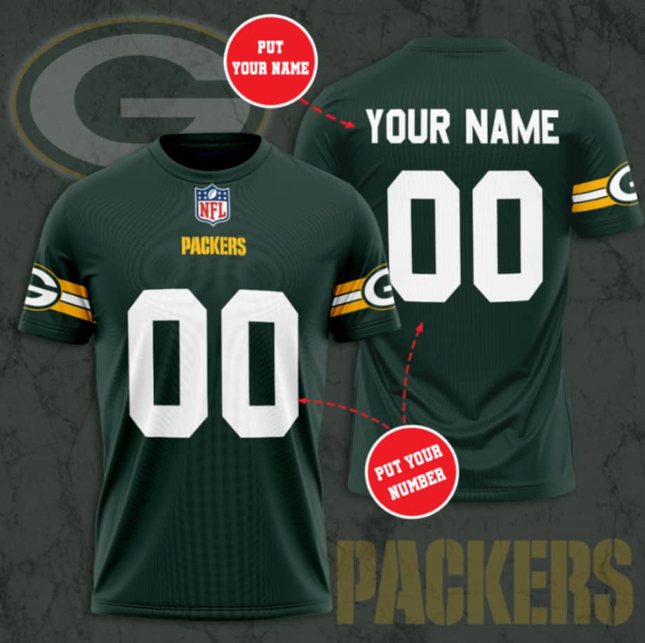 Green Bay Packers Custom Jersey Nfl Personalized 3D T-Shirts